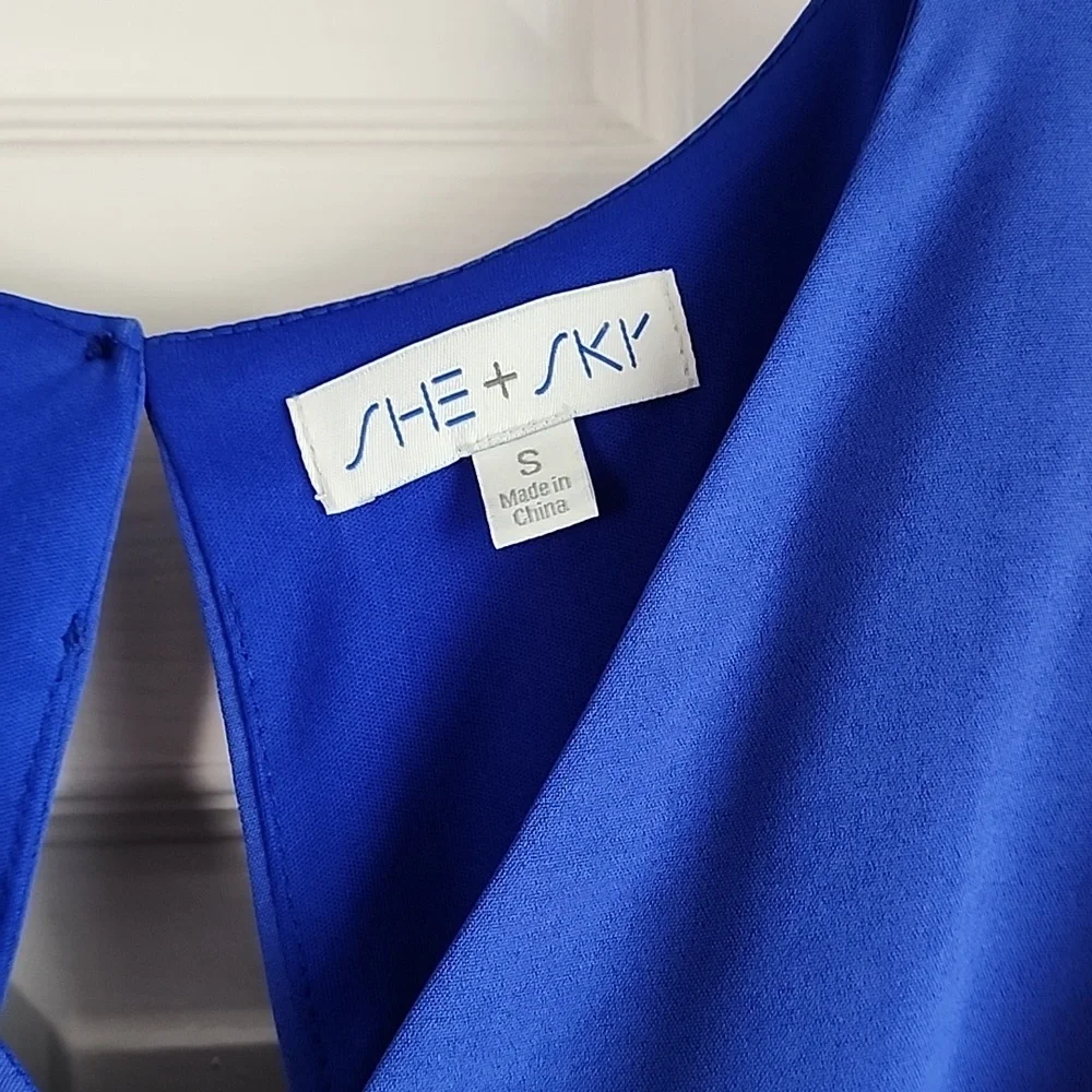 She & Sky Blue Romper with Keyhole - Picture 2 of 5